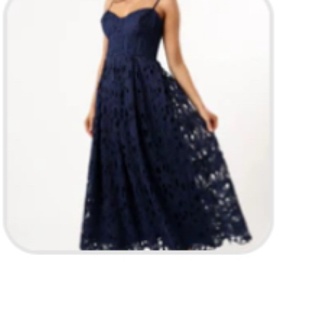 Lulu's Blue Sleeveless Sweetheart Midi Dress